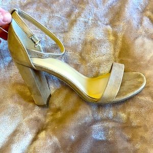 Justfab Tan Suede Thick Heel Size 8